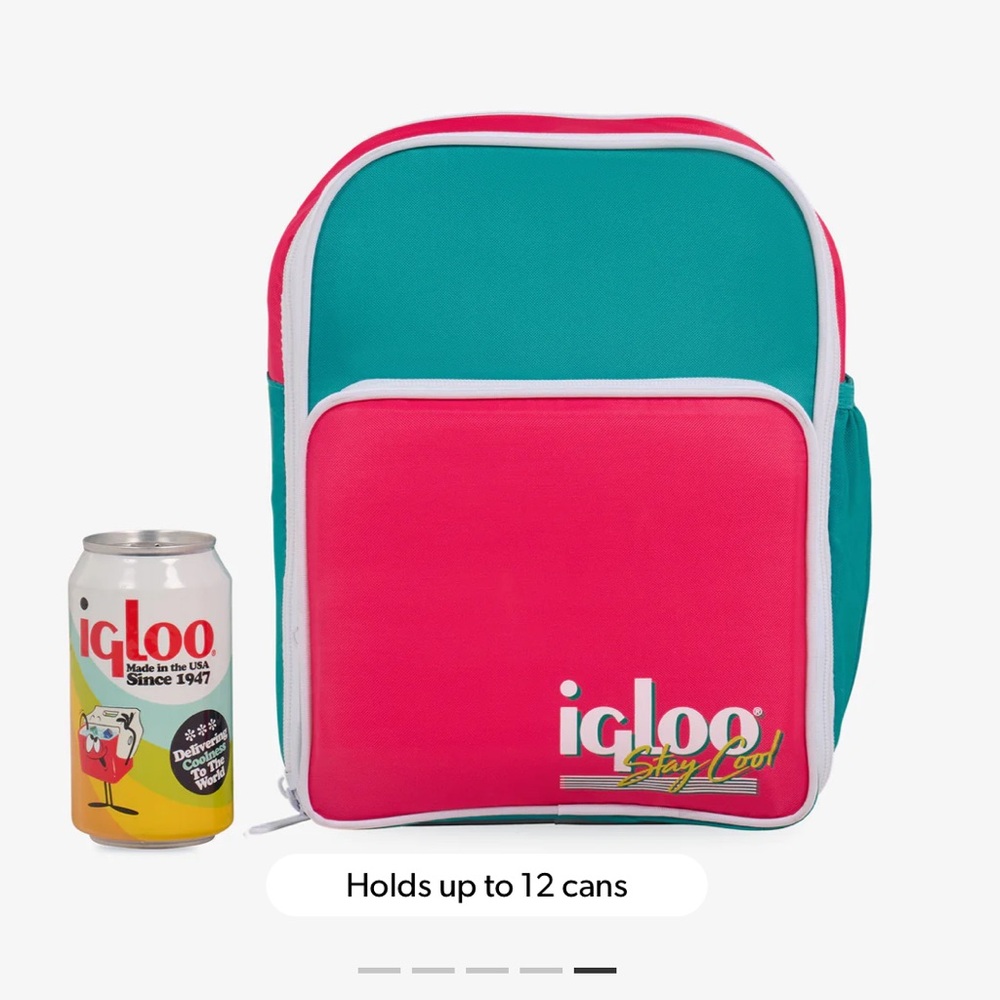Retro Convertible Cooler Backpack - Vibrant Pink and Teal